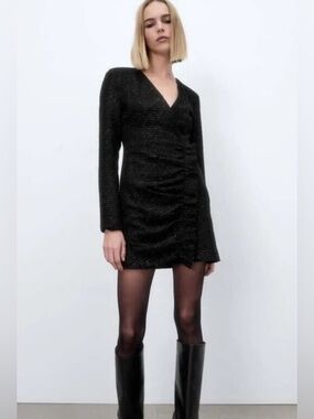 mini sweater dress zara Off The Shoulder Boat neck long sleeve dress. Zara Zara Women's Brown Rib